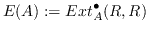 $\kal{E}(A):=\dr{Ext}^\bullet_A(R,R)$