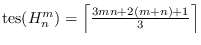 $\mathrm{tes}(H_n^m)=\left\lceil\frac{3mn+2(m+n)+1}{3}\right\rceil$